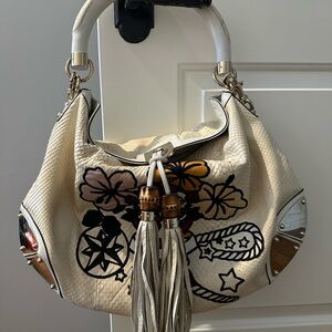 Gucci Embroidered Tattoo Phyton Large Indy Hobo Vintage Bag